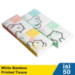 wateru white bamboo printed tissue 50's